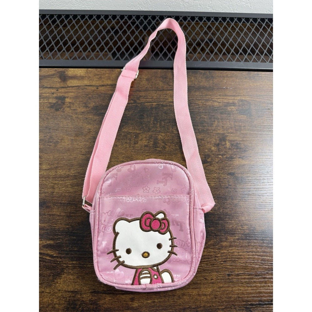 Hello Kitty Pink Mini Embroidered Crossbody Sanrio Kids Small Purse Adjust Strap